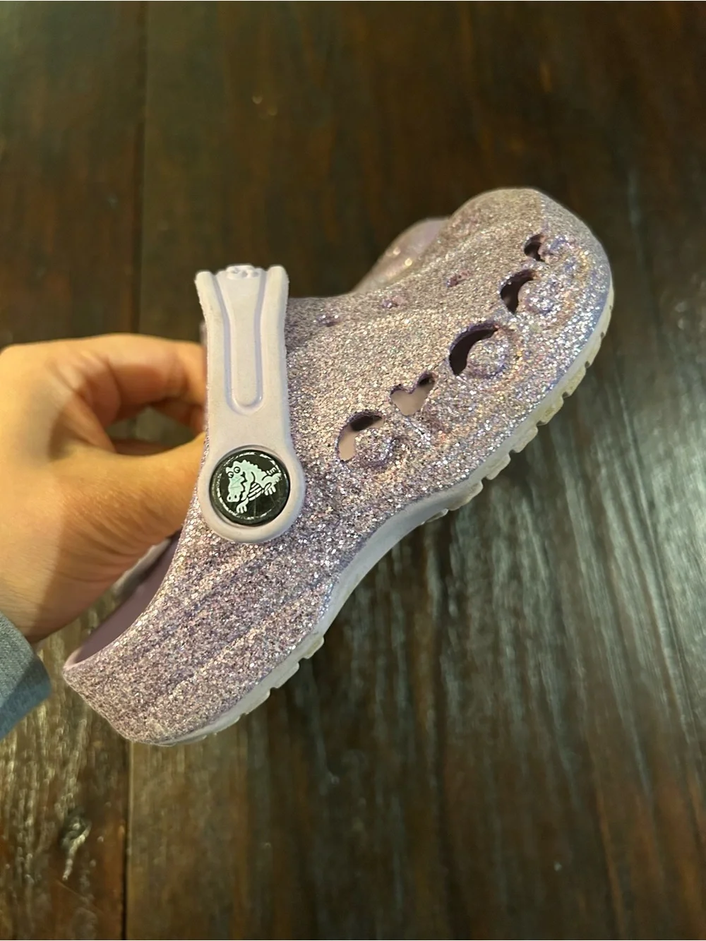 Crocs Baya Mixed Glitter Clog Girls Slip-On Clogs - Lavender Sparkle